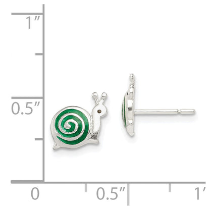 Sterlingsilber Poliert Grün & Schwarz Emailliert Snail Ohrstecker