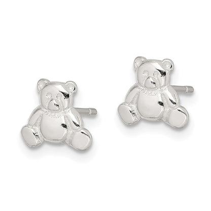 Sterlingsilber Poliert Teddy Bär Kinder Ohrstecker