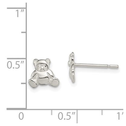 Sterlingsilber Poliert Teddy Bär Kinder Ohrstecker