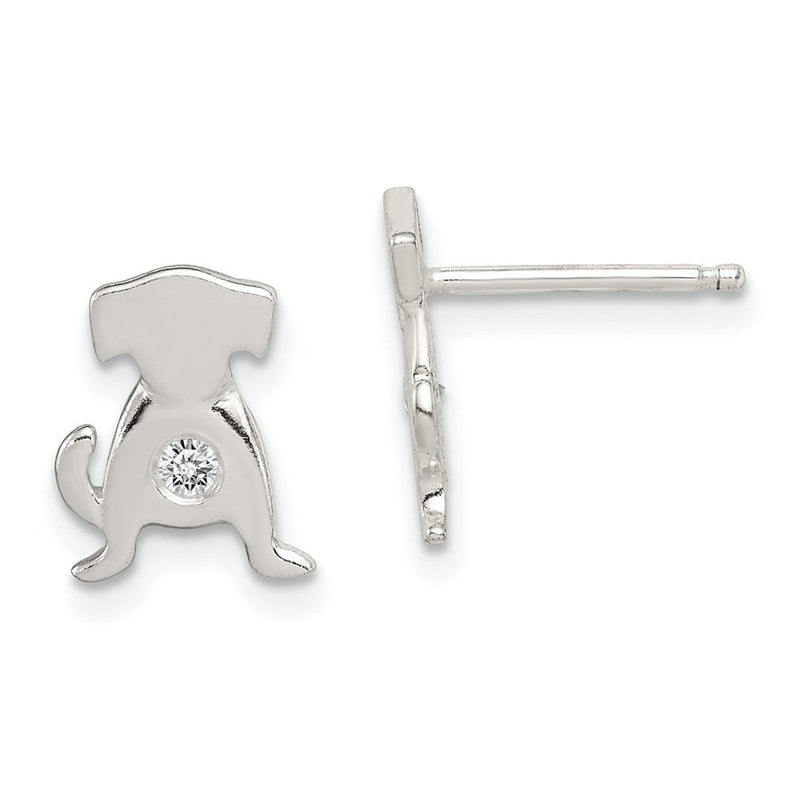 Sterlingsilber Poliert Zirkonia Hund Ohrstecker