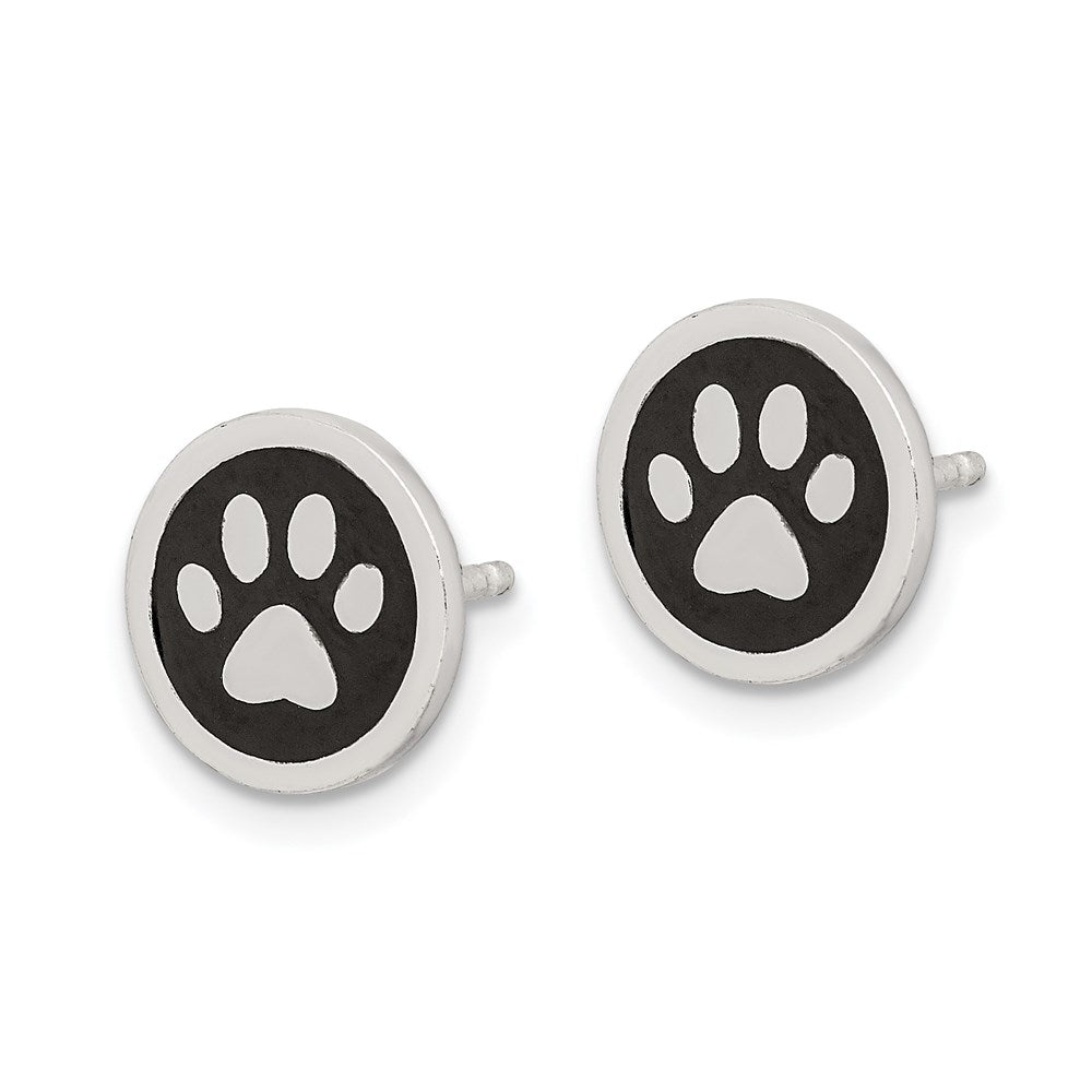 Sterlingsilber Poliert Emaille Paw Druck Ohrstecker