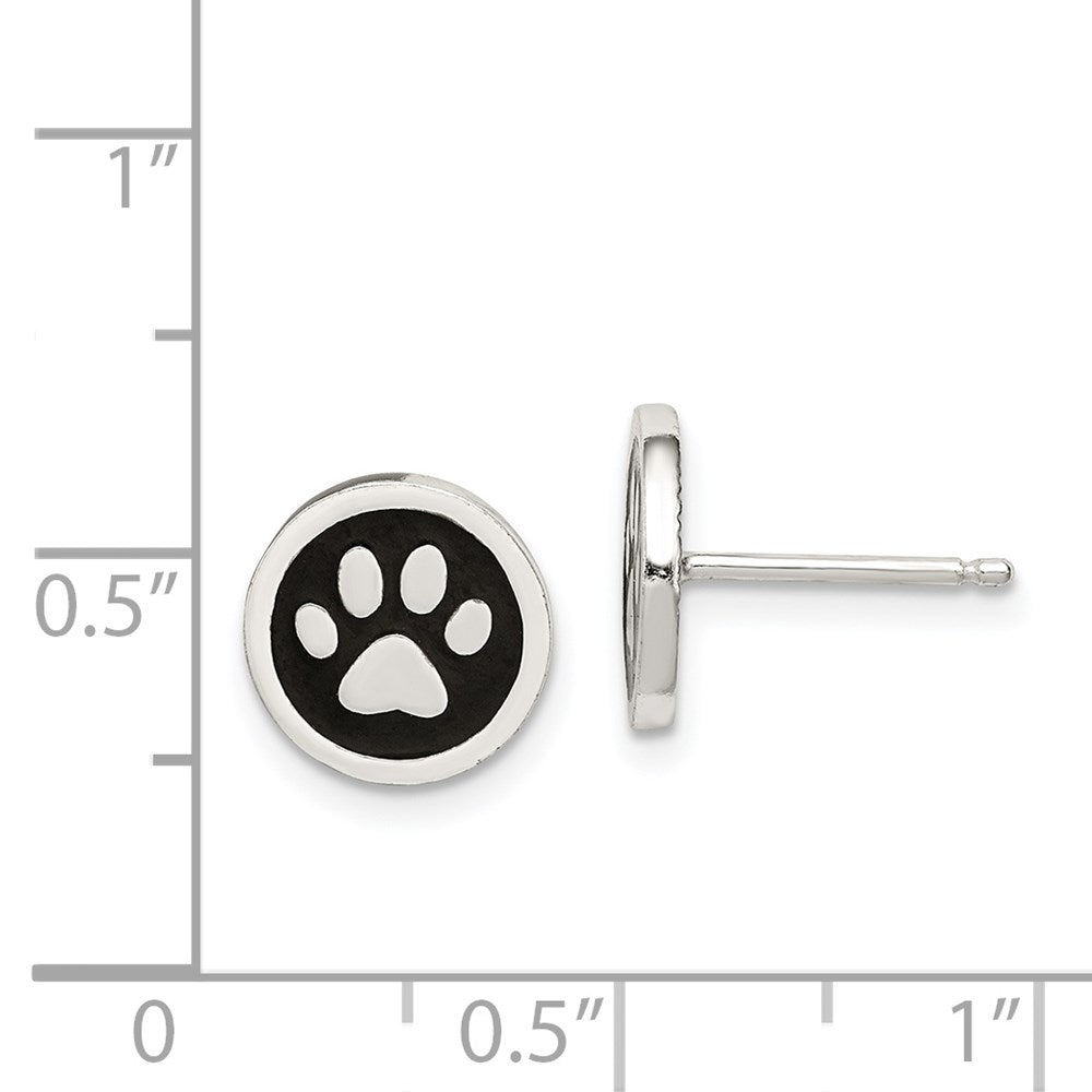 Sterlingsilber Poliert Emaille Paw Druck Ohrstecker