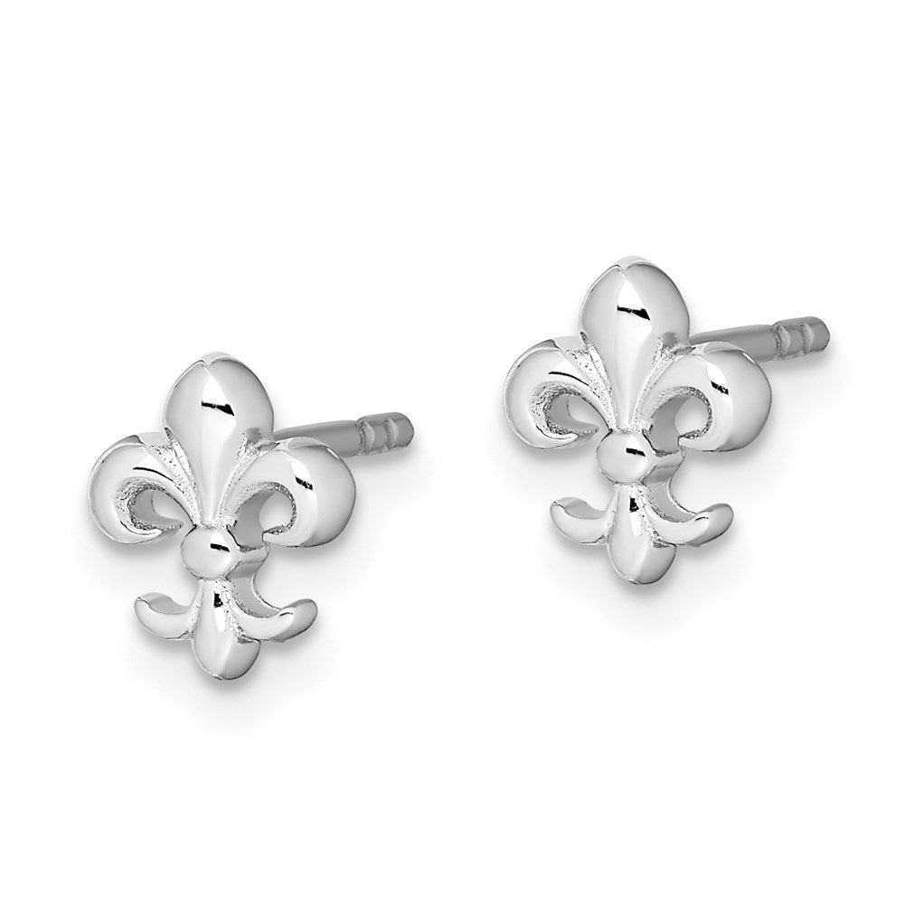 Sterlingsilber Rhodiniert Poliert Fleur De Lis Ohrstecker