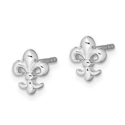 Sterlingsilber Rhodiniert Poliert Fleur De Lis Ohrstecker