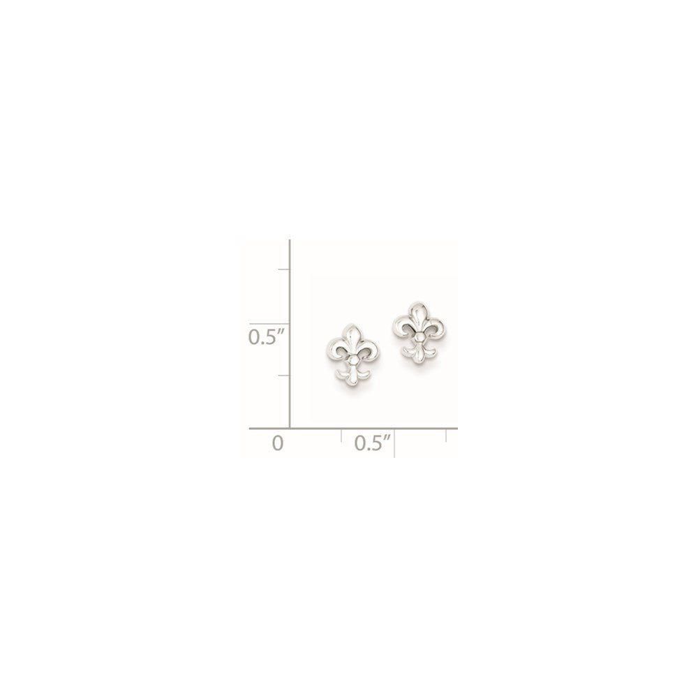 Sterlingsilber Rhodiniert Poliert Fleur De Lis Ohrstecker