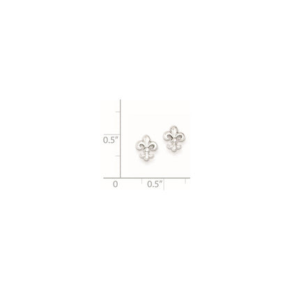 Sterlingsilber Rhodiniert Poliert Fleur De Lis Ohrstecker