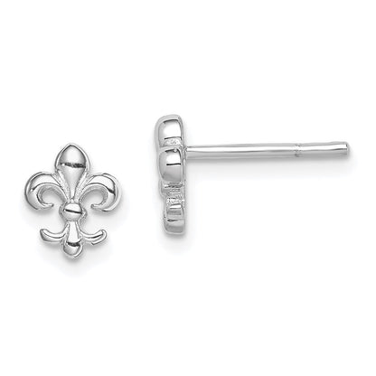 Sterlingsilber Rhodiniert Poliert Fleur De Lis Ohrstecker
