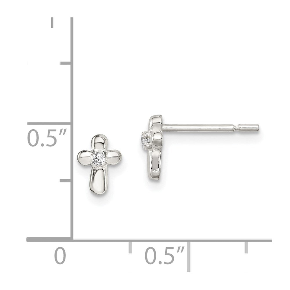 Sterlingsilber Poliert Kreuz mit Zirkonia Ohrstecker