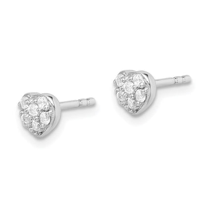 Sterlingsilber Rhodiniert Zirkonia Herz Ohrstecker