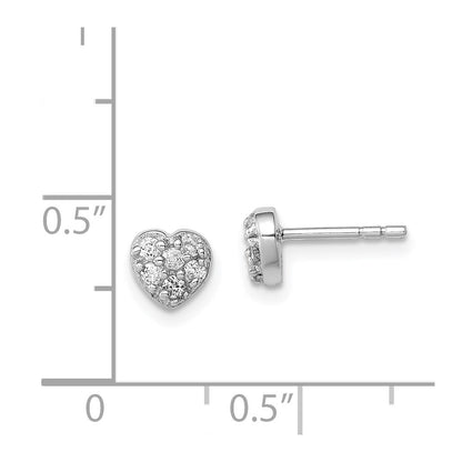 Sterlingsilber Rhodiniert Zirkonia Herz Ohrstecker