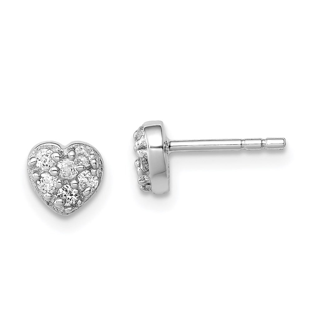 Sterlingsilber Rhodiniert Zirkonia Herz Ohrstecker