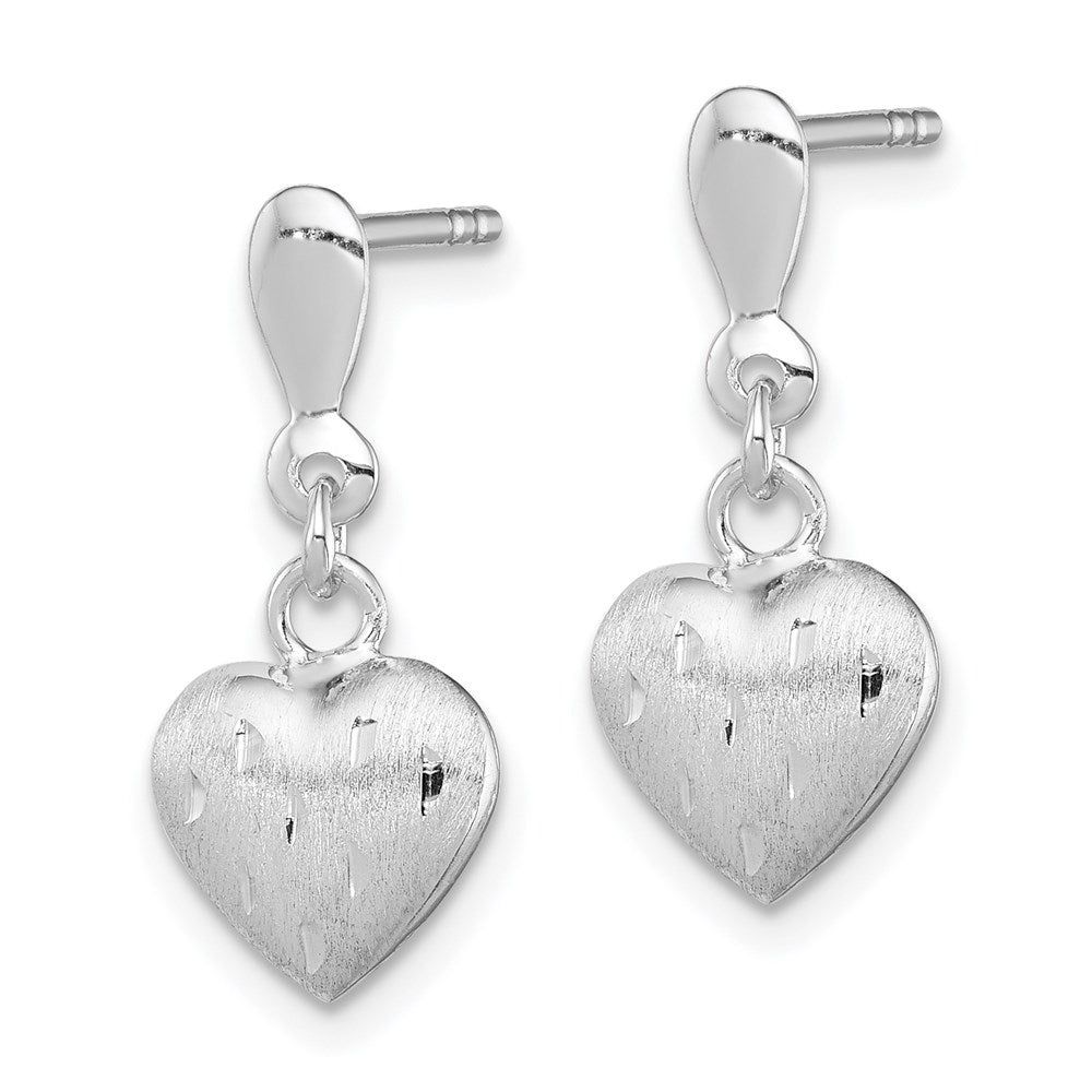 Sterlingsilber Rhodiniert 3-d Scratch Herz Ohrstecker