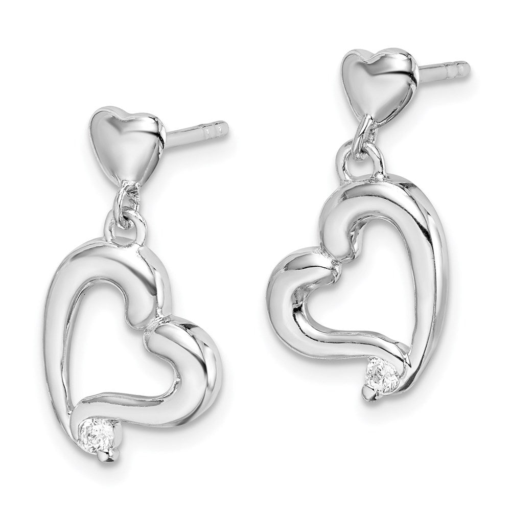 Sterlingsilber Rhodiniert Zirkonia Herz Ohrstecker