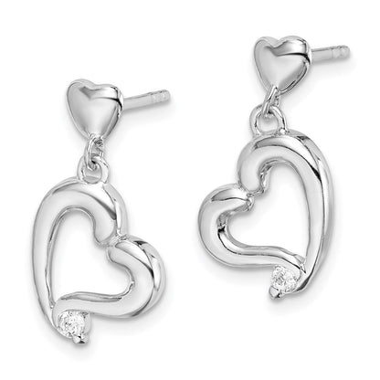 Sterlingsilber Rhodiniert Zirkonia Herz Ohrstecker