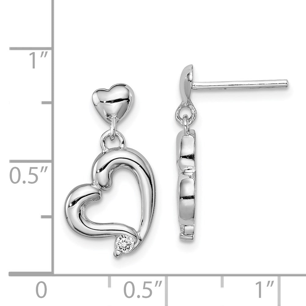 Sterlingsilber Rhodiniert Zirkonia Herz Ohrstecker