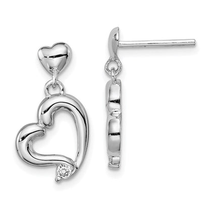 Sterlingsilber Rhodiniert Zirkonia Herz Ohrstecker