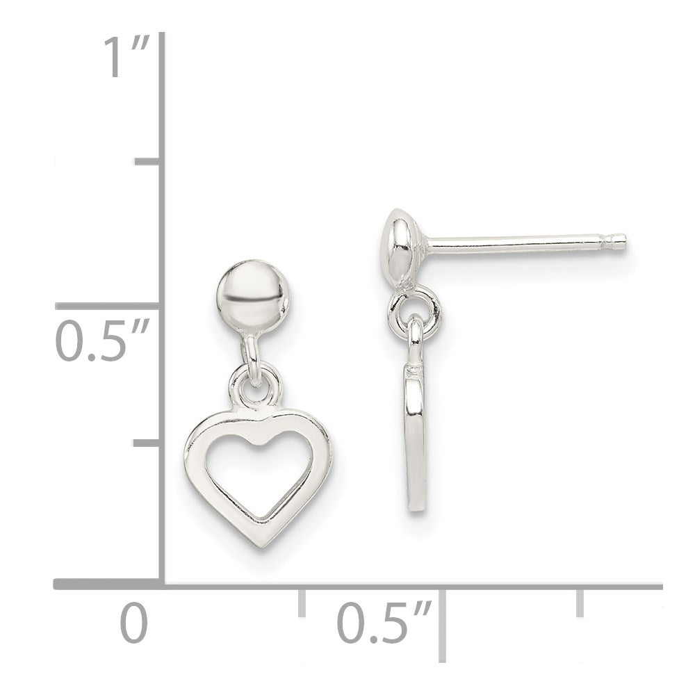 Sterlingsilber Hängend Herz Ohrstecker