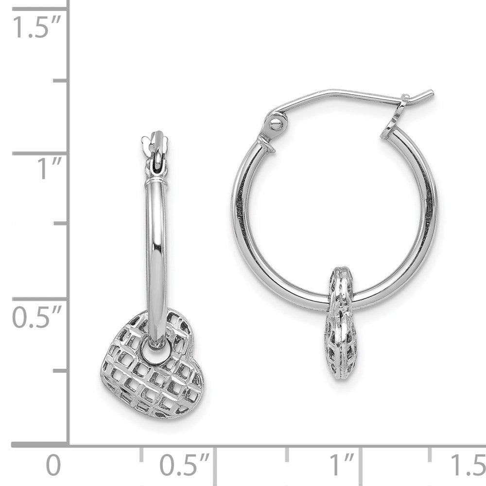Sterlingsilber Rhodiniert Beweglich Herz Creolen