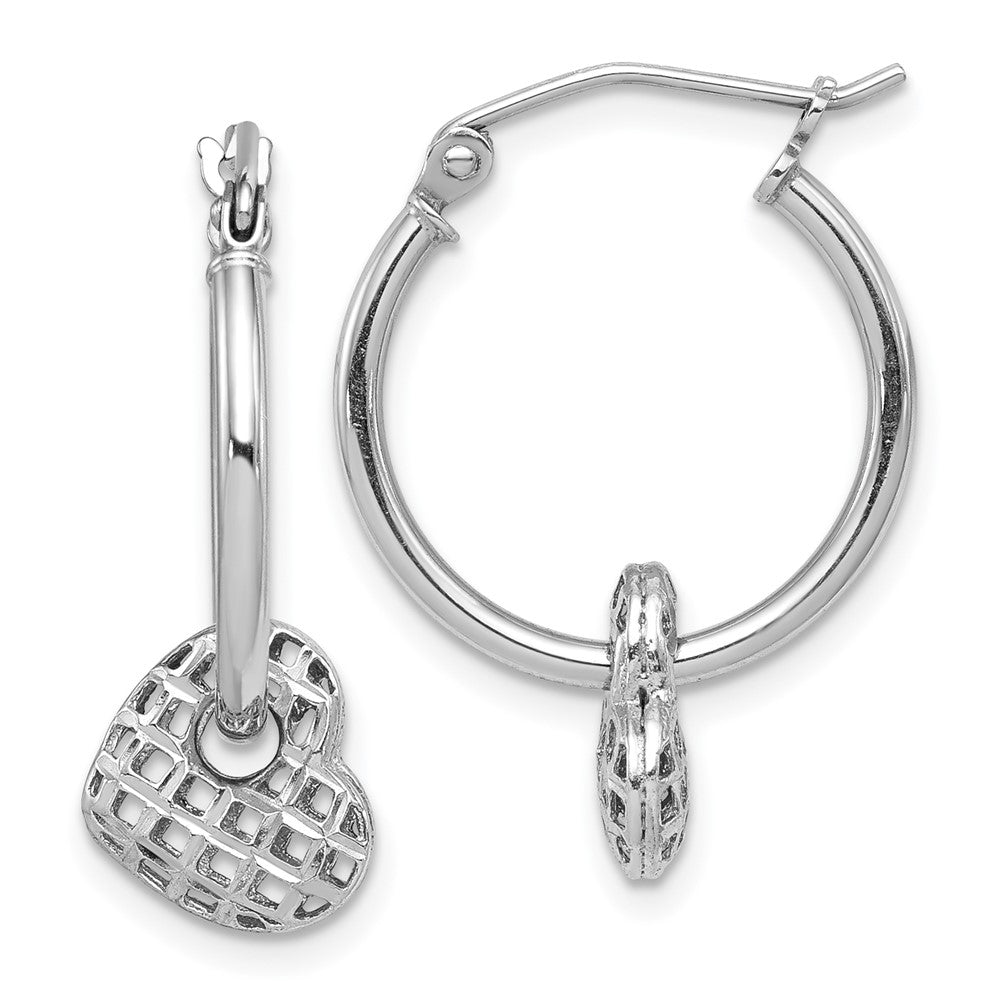 Sterlingsilber Rhodiniert Beweglich Herz Creolen
