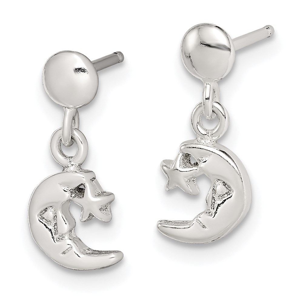 Sterlingsilber Hängend Mond und Stern Ohrstecker