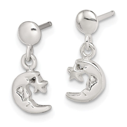 Sterlingsilber Hängend Mond und Stern Ohrstecker