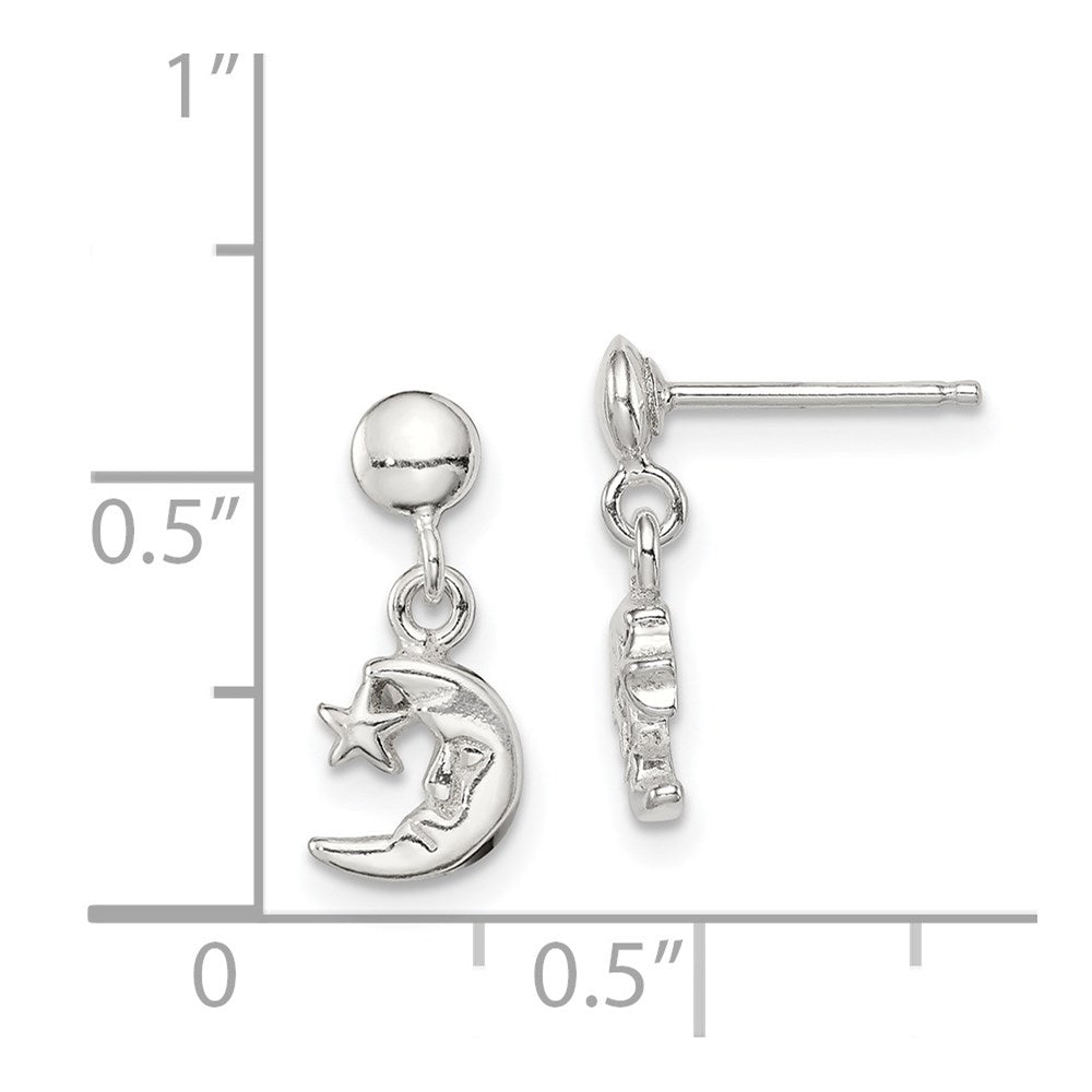 Sterlingsilber Hängend Mond und Stern Ohrstecker