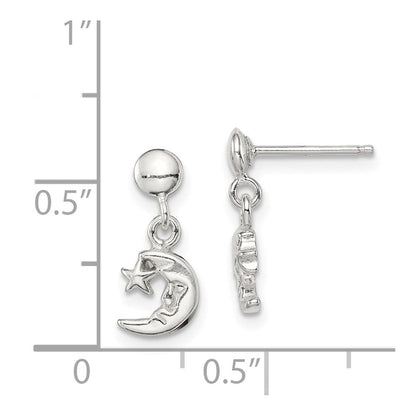 Sterlingsilber Hängend Mond und Stern Ohrstecker