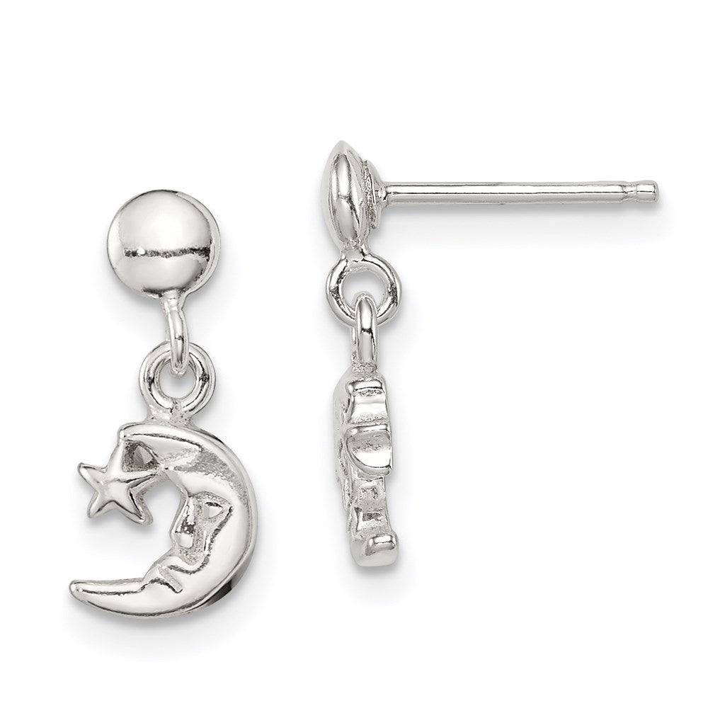 Sterlingsilber Hängend Mond und Stern Ohrstecker