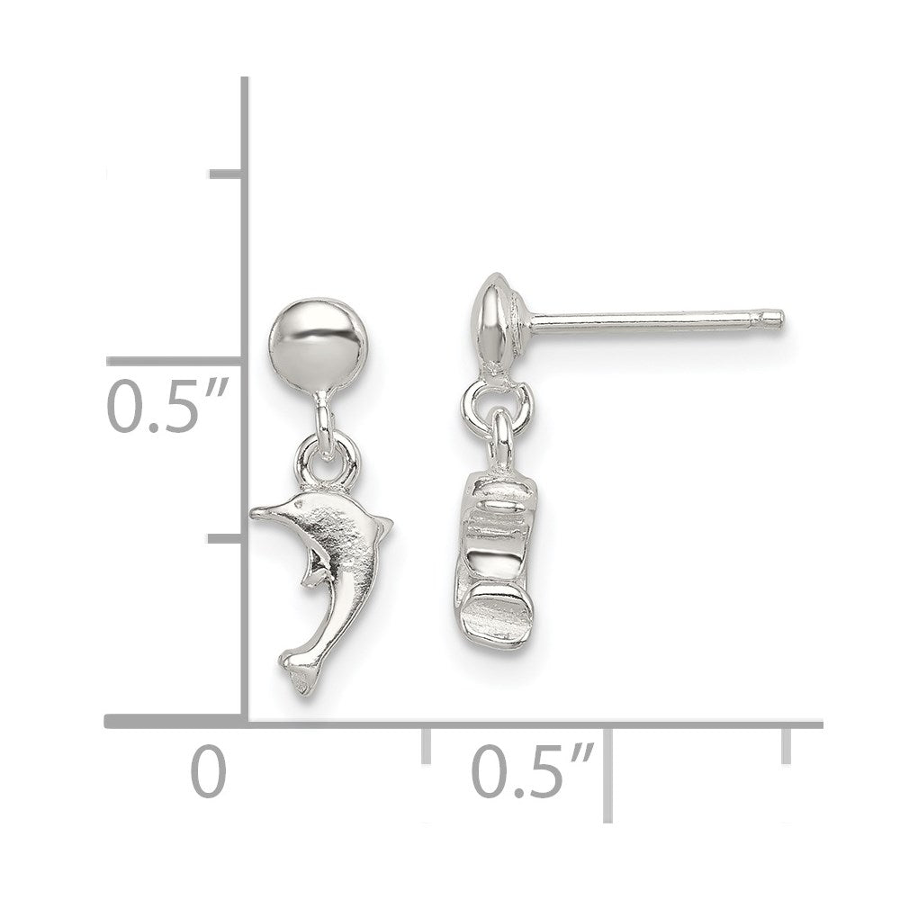 Sterlingsilber Poliert Delfin Stecker Ohrhänger