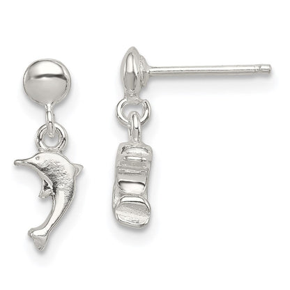 Sterlingsilber Poliert Delfin Stecker Ohrhänger