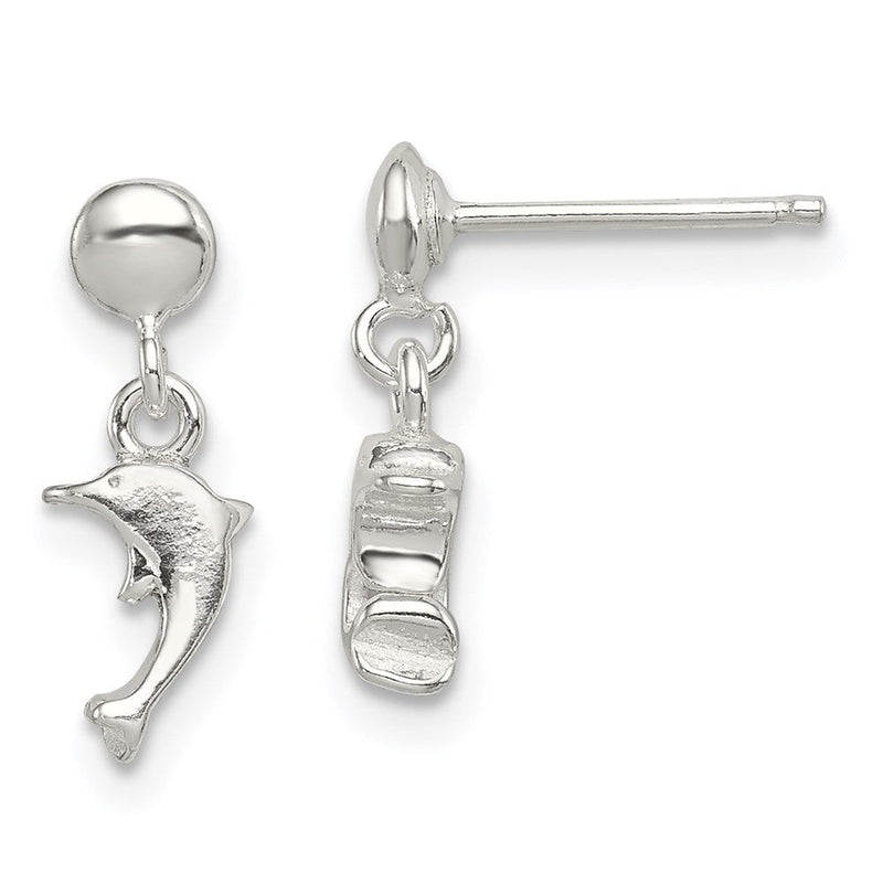 Sterlingsilber Poliert Delfin Stecker Ohrhänger