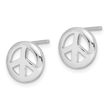 Sterlingsilber Rhodiniert Poliert Frieden Zeichen Ohrstecker