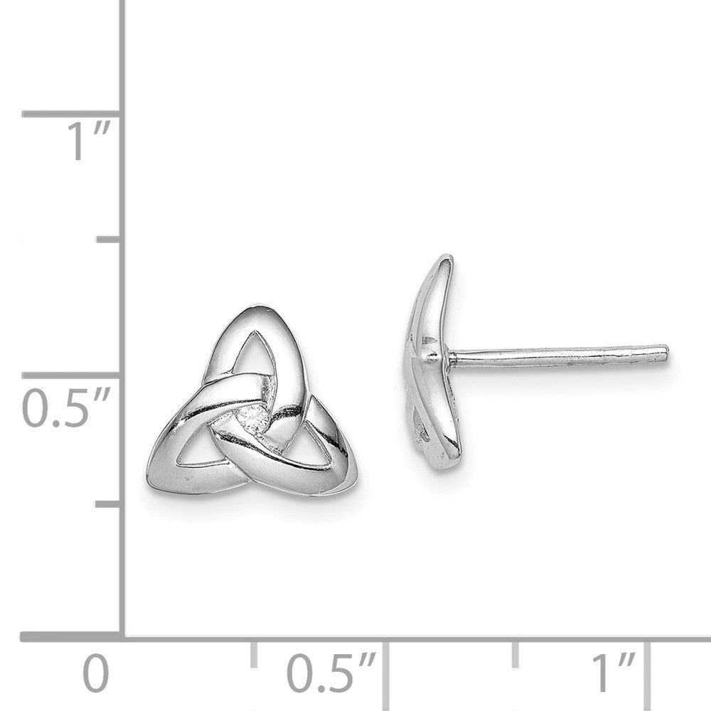 Sterlingsilber Rhodiniert Klar Zirkonia Dreifaltigkeit Symbol Ohrstecker