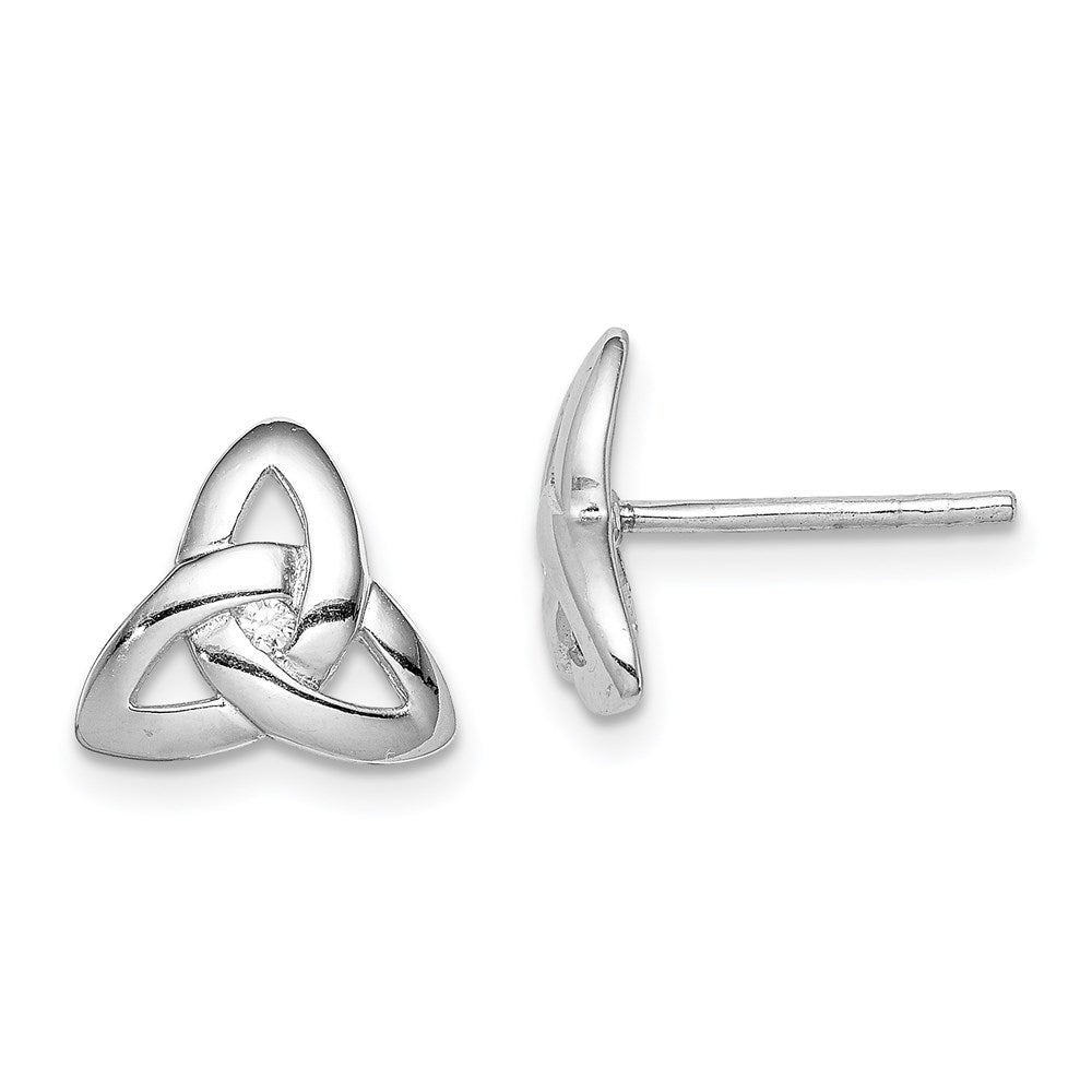 Sterlingsilber Rhodiniert Klar Zirkonia Dreifaltigkeit Symbol Ohrstecker
