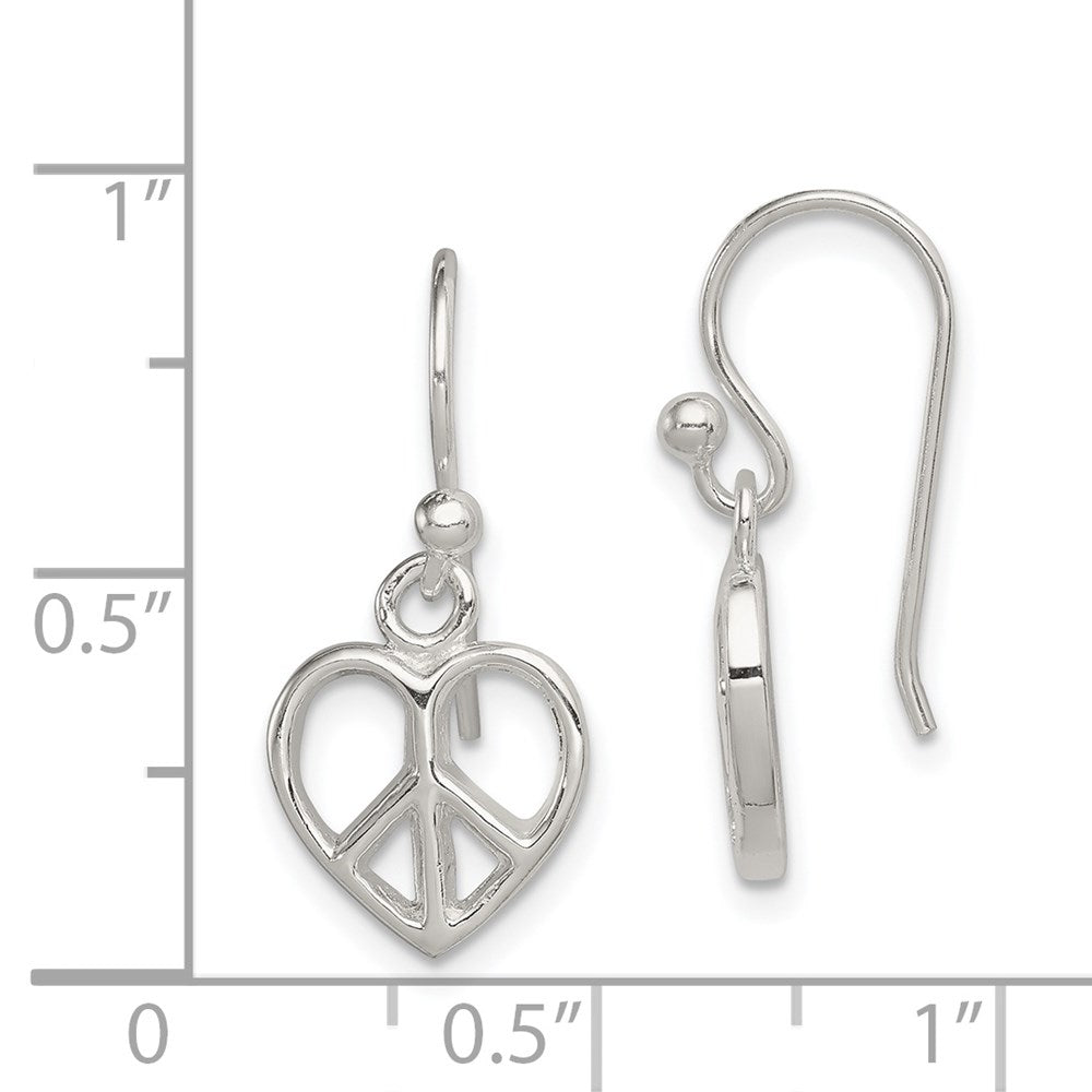 Sterlingsilber Frieden Zeichen Herz Hirte Haken Ohrringe