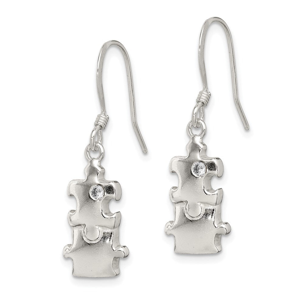 Sterlingsilber Poliert Zirkonia Puzzle Pieces Ohrhänger