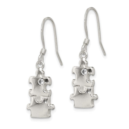 Sterlingsilber Poliert Zirkonia Puzzle Pieces Ohrhänger