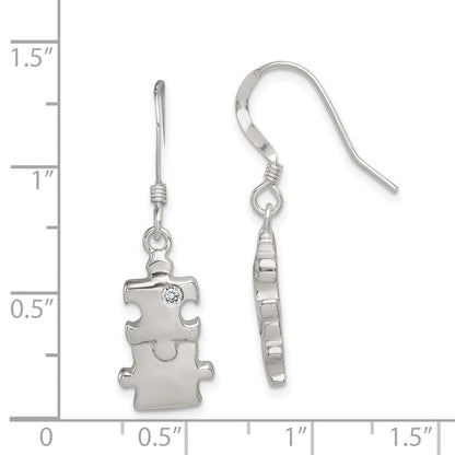 Sterlingsilber Poliert Zirkonia Puzzle Pieces Ohrhänger