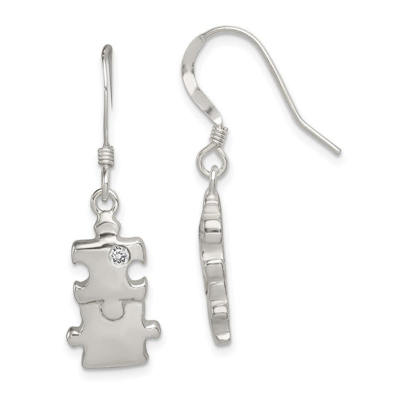 Sterlingsilber Poliert Zirkonia Puzzle Pieces Ohrhänger