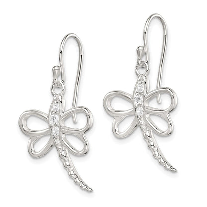 Sterlingsilber Zirkonia Libelle Hirte Haken Ohrringe