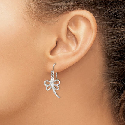 Sterlingsilber Zirkonia Libelle Hirte Haken Ohrringe