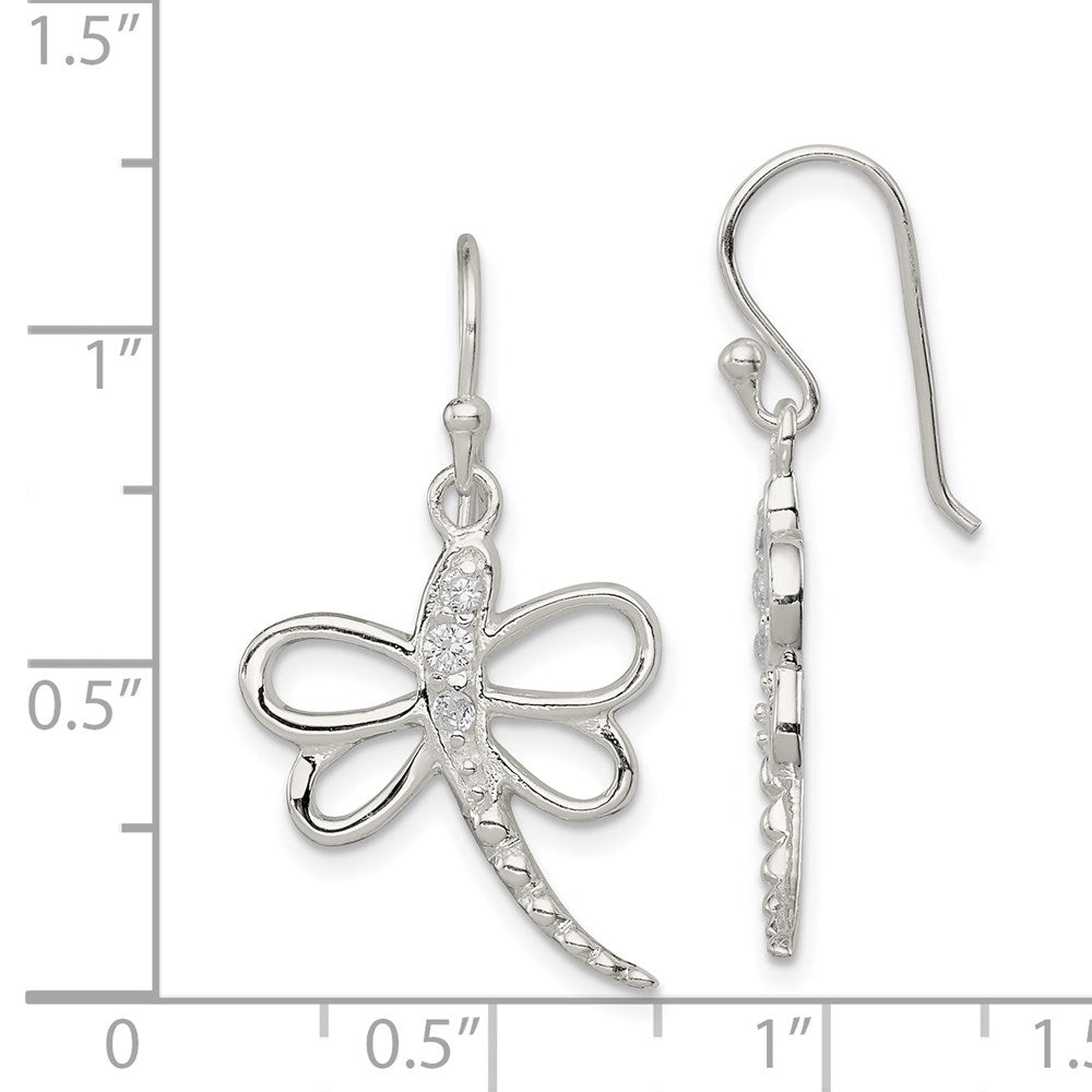 Sterlingsilber Zirkonia Libelle Hirte Haken Ohrringe