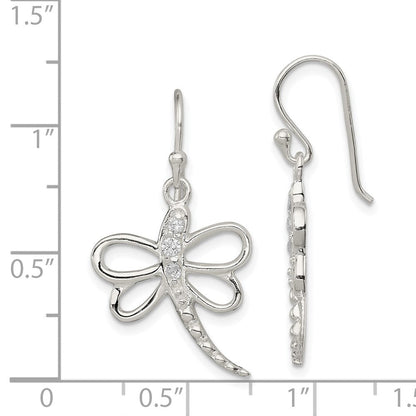 Sterlingsilber Zirkonia Libelle Hirte Haken Ohrringe