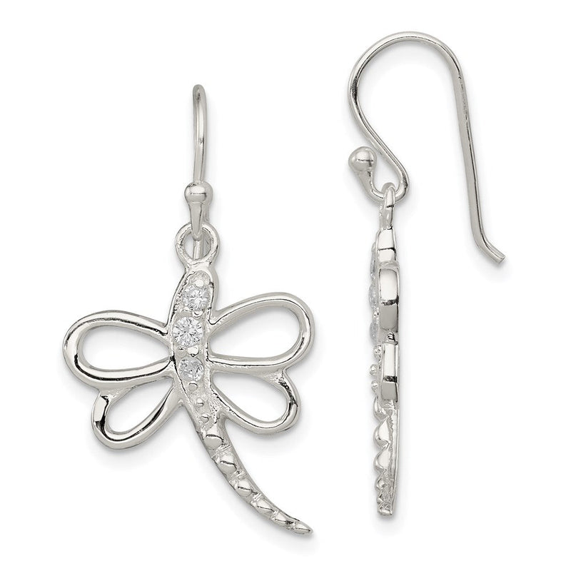 Sterlingsilber Zirkonia Libelle Hirte Haken Ohrringe