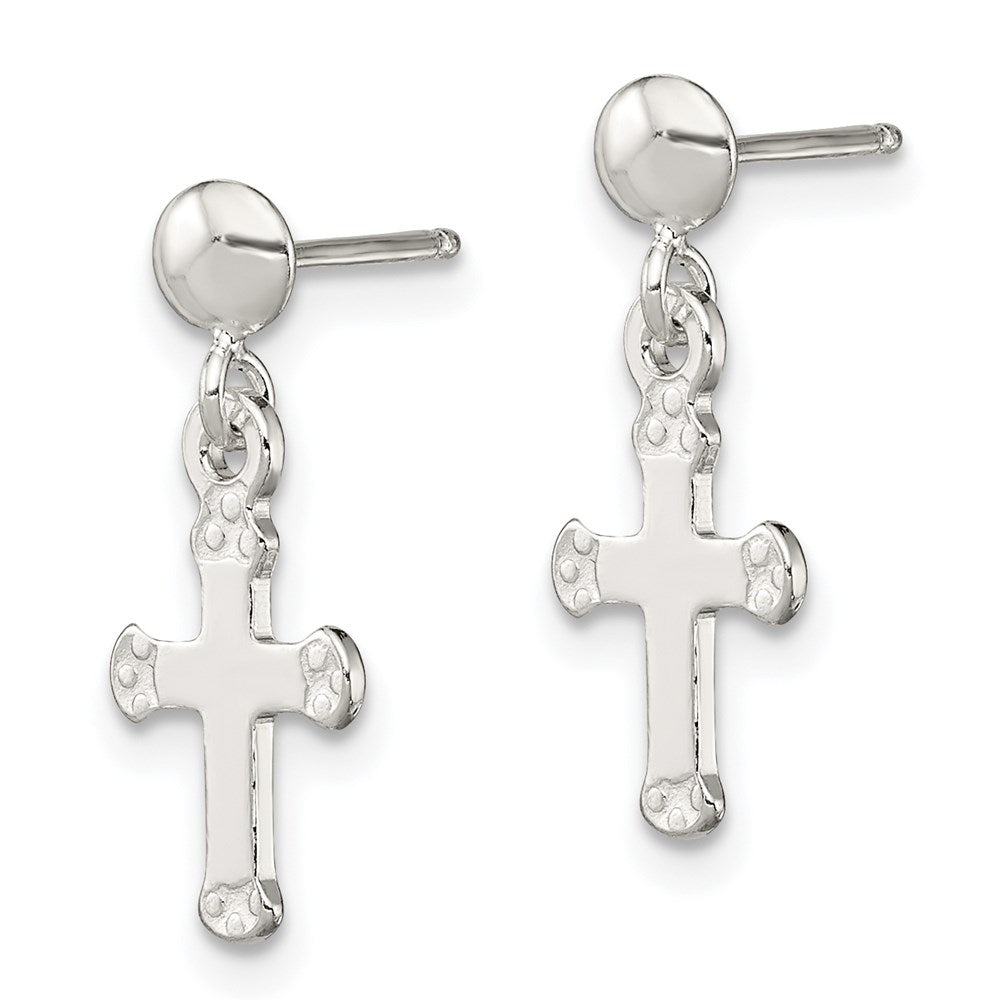 Sterlingsilber Poliert Knospend Kreuz Stecker Ohrhänger