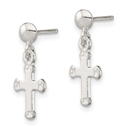 Sterlingsilber Poliert Knospend Kreuz Stecker Ohrhänger