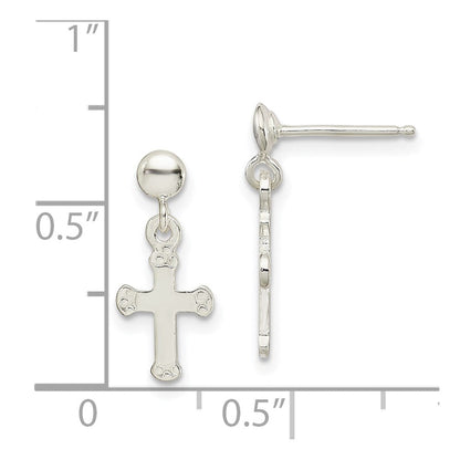 Sterlingsilber Poliert Knospend Kreuz Stecker Ohrhänger