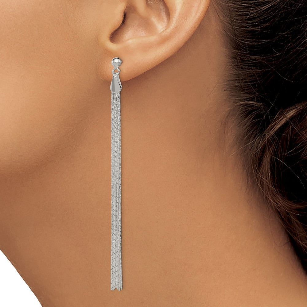 Sterlingsilber Poliert Fantasie Lang Linear Stecker Ohrhänger
