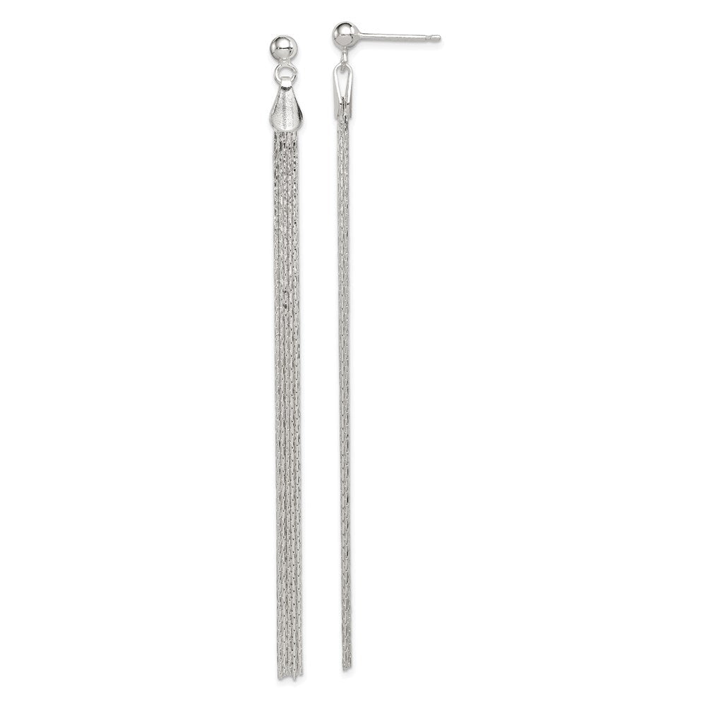 Sterlingsilber Poliert Fantasie Lang Linear Stecker Ohrhänger