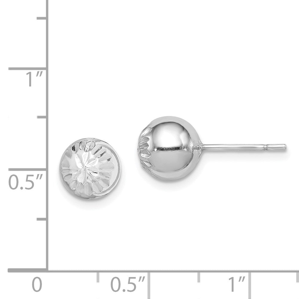 Sterlingsilber Rhodiniert Diamantiert 8mm Kugel Ohrstecker